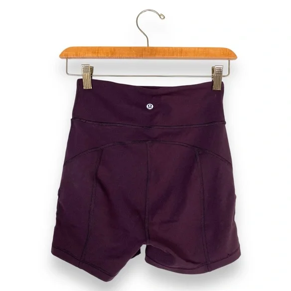 Lululemon Tied To It Biker Shorts 3.5 inch Black Cherry Plum Purple 6 Mesh - Picture 12 of 14